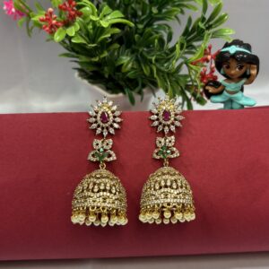 Royal AD Golden Jhumka Earrings
