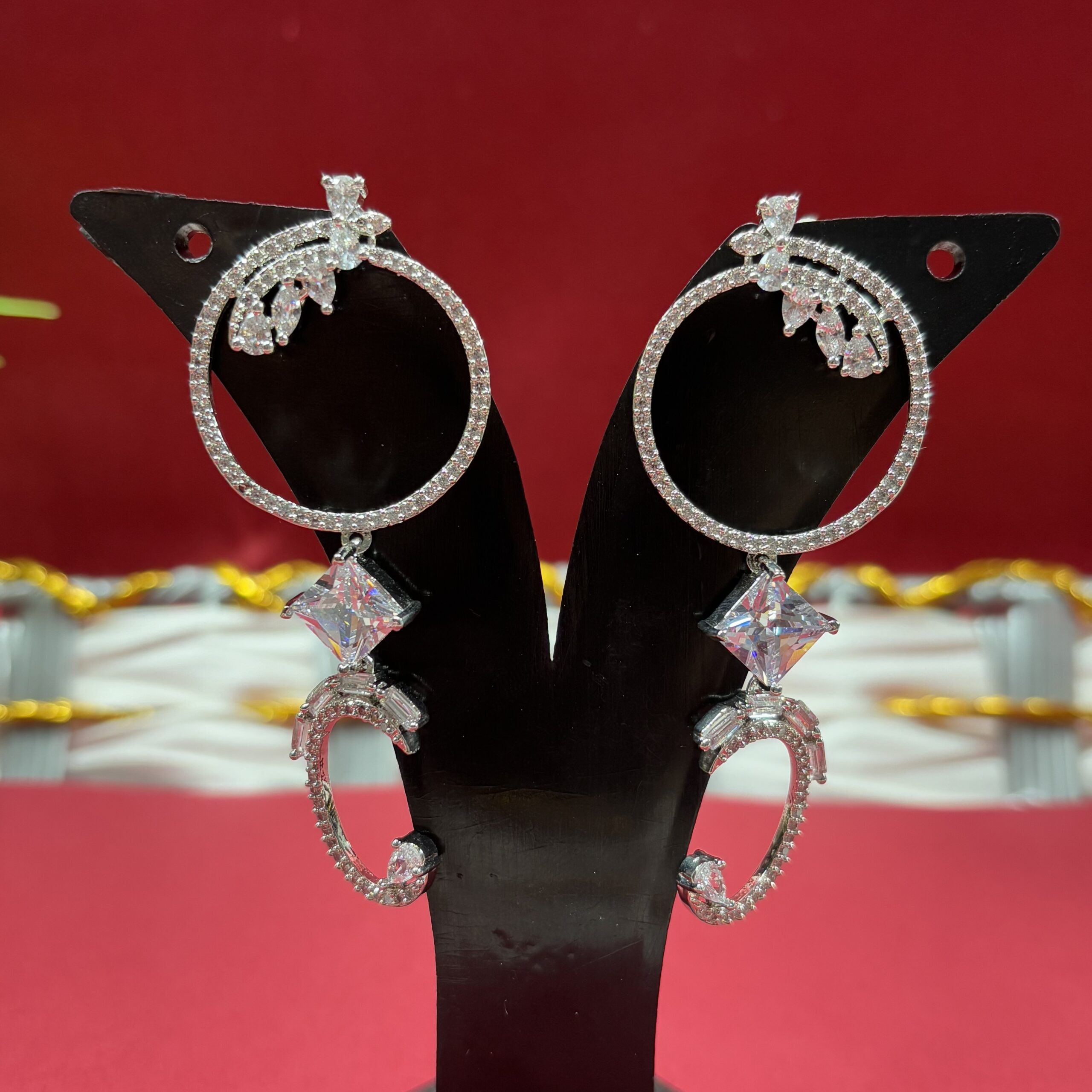 Dazzling AD Silver Plated White Drop Earrings - Image 2