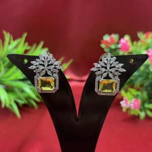 Radiant AD Silver Plated Yellow Earring