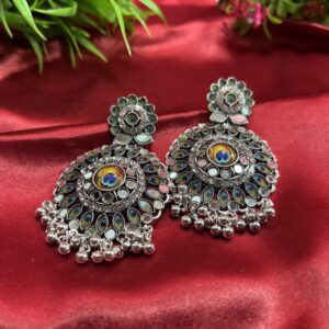 Beautiful Oxidised Peacock Feather Earrings For Women And Girls