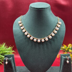 Pearl AD Gold Plated Necklace Set