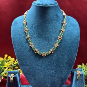 Gorgeous Green Flower Matte Finish Necklace