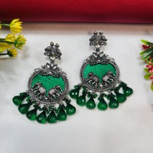 Classic Elephant Silver Oxidised Earrings