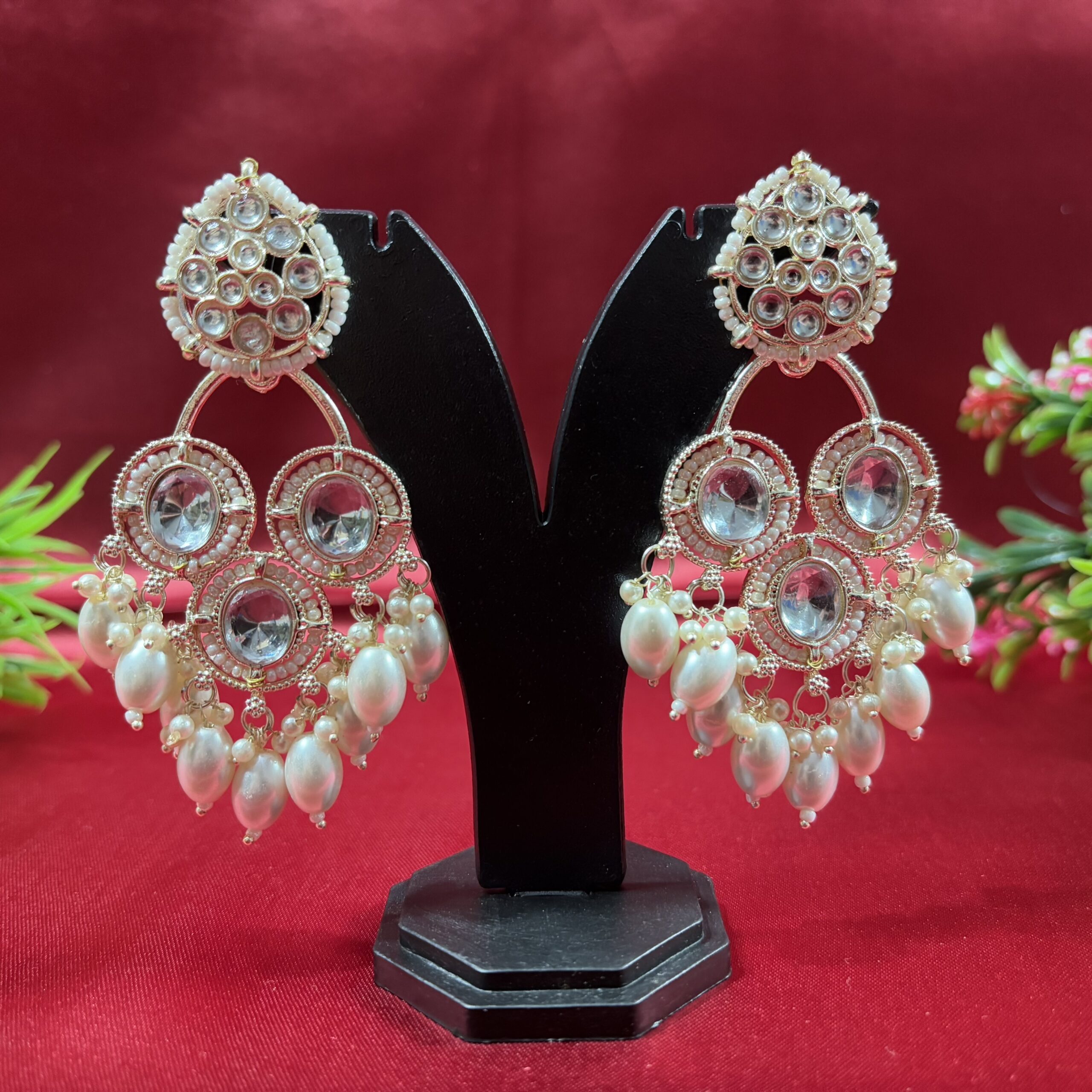 Trendy White Kundan Pearl Earring