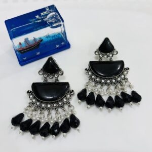 Trendy Halfmoon Oxidised Earrings