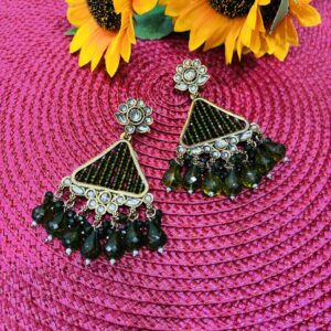 Golden Oxidised Pearl Drop Earrings