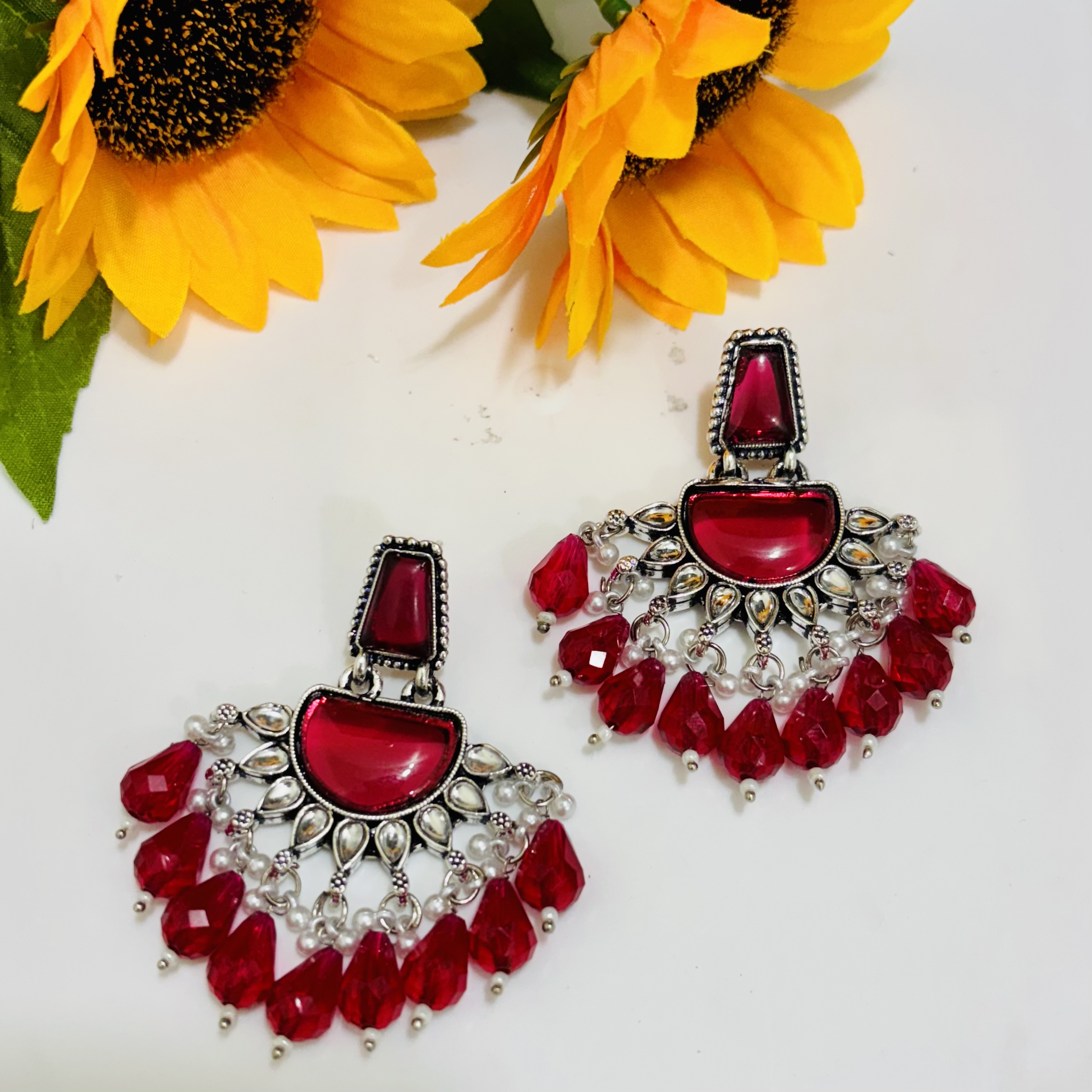 Beautiful Halfmoon Oxidised Earrings